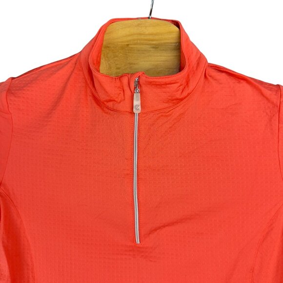 Bette & Court Swing Top Womens M Coral Long Sleeve 1/4 Zip Mesh Panels Textured - Picture 4 of 14